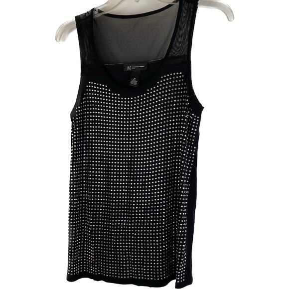 INC International Concepts Tank Glam Sheer Sequin Studded Women S Rayon Black - Picture 1 of 5